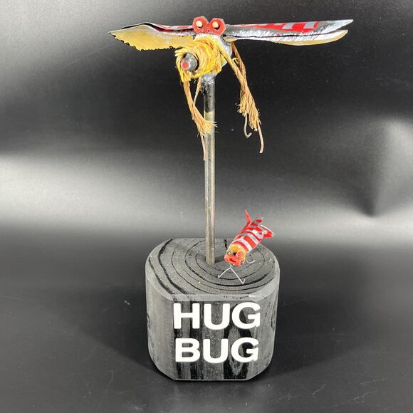 Whimsical Handmade Folk Tramp Art Tin Can Metal Sculpture Insect Hug Bug Figures - Picture 1 of 16